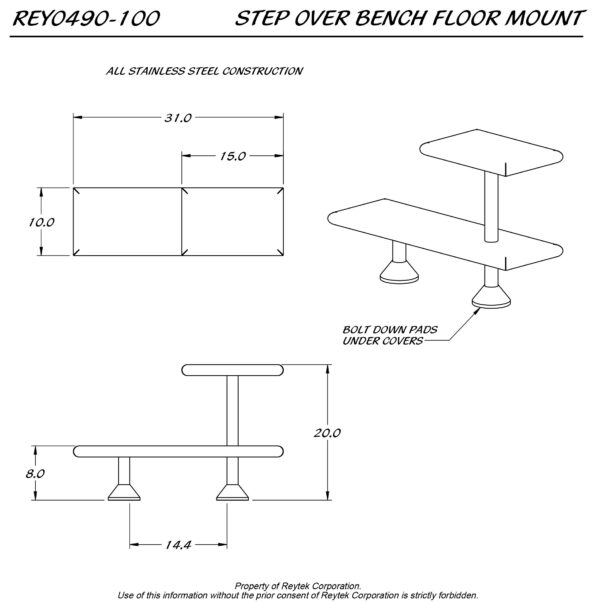 Floor Mount Step Over Bench REY0490-100 | Reytek