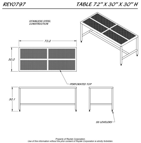 Perforated Table 72 x 30 REY0797 - Image 2