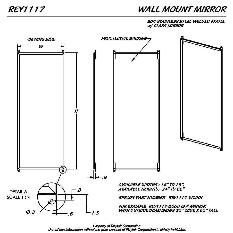 Wall Mount Mirror REY1117 | Reytek