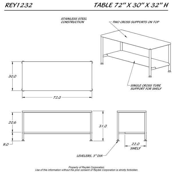 Table with Shelf REY1232 - Image 2