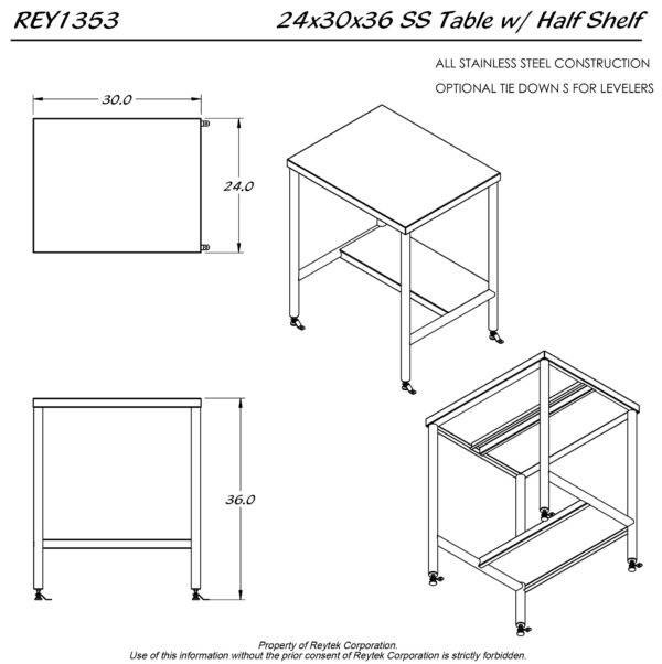 Table w/ Half Shelf REY1353 - Image 2