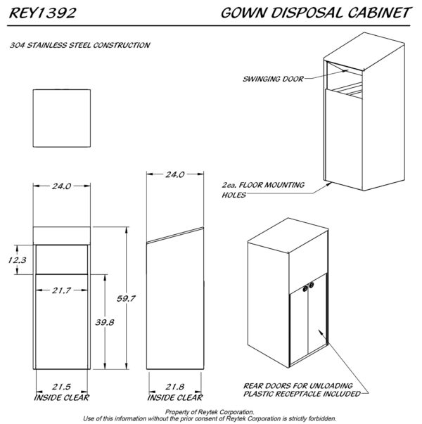 Gown Disposal Cabinet REY1392 | Reytek