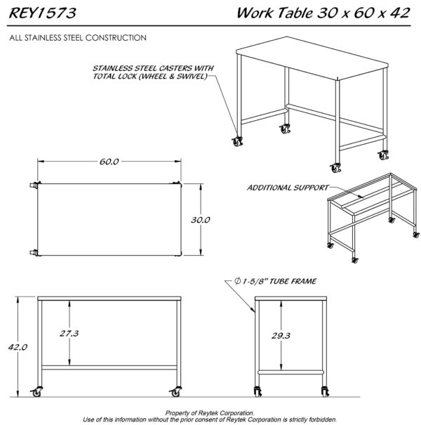 Table with Round Tube Frame REY1573 - Image 2