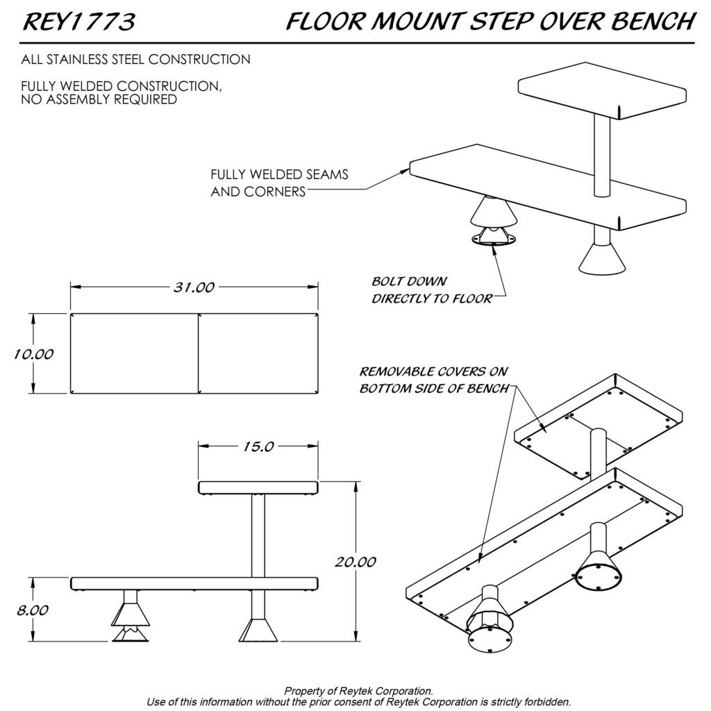 Floor Mount Step Over Bench REY1773 | Reytek