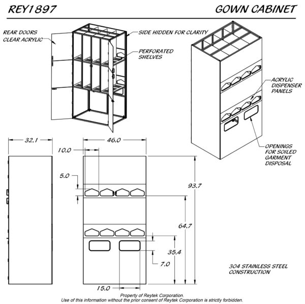 Gown Cabinet w/ Rear Acrylic Doors REY1897 - Image 5