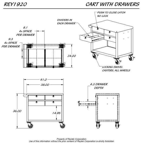 Cart w/ Drawers REY1920 - Image 2