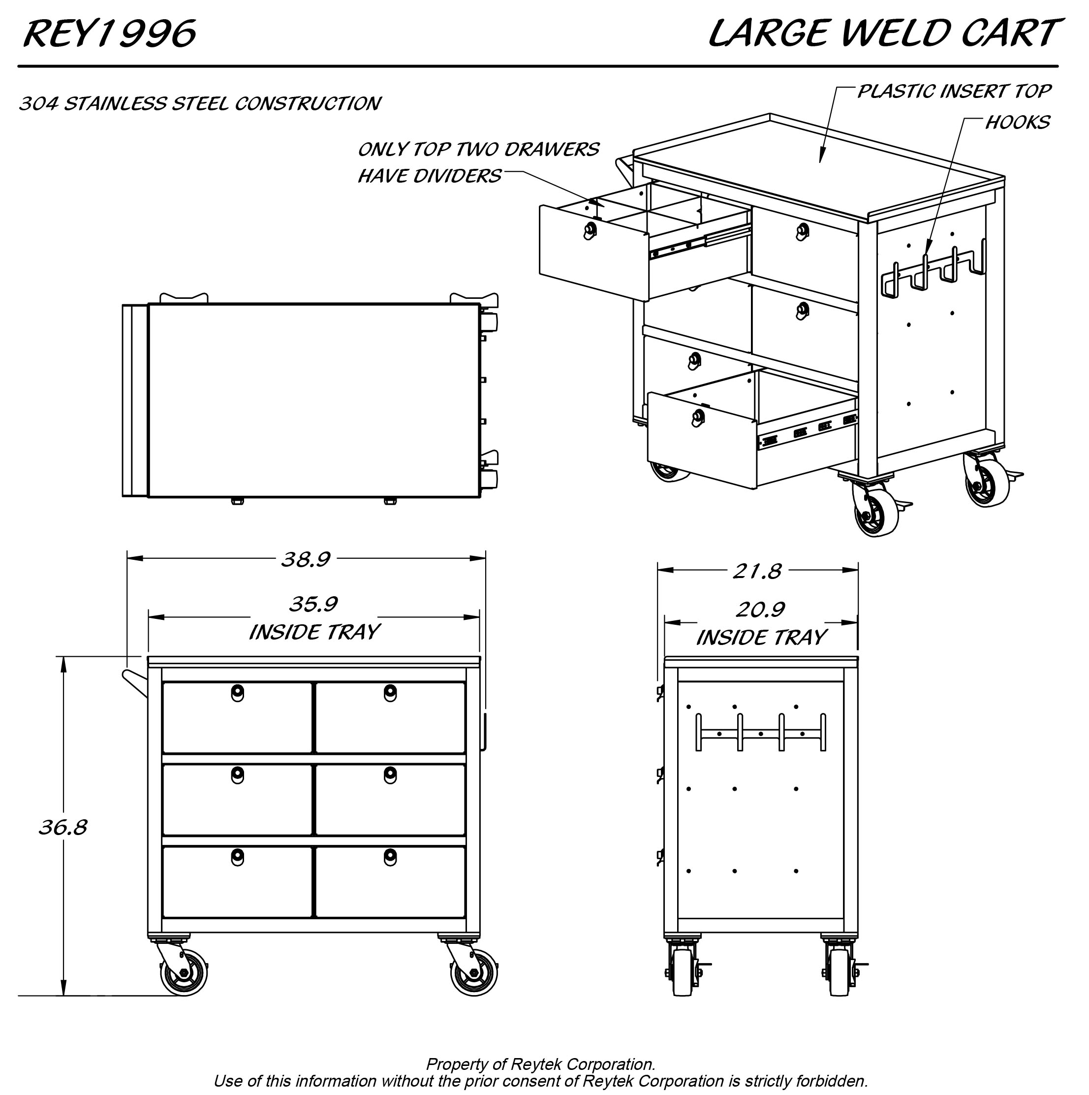 Large Welder Cart REY1996 | Reytek