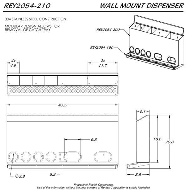 Wall Mount Dispenser REY2054 - Image 2